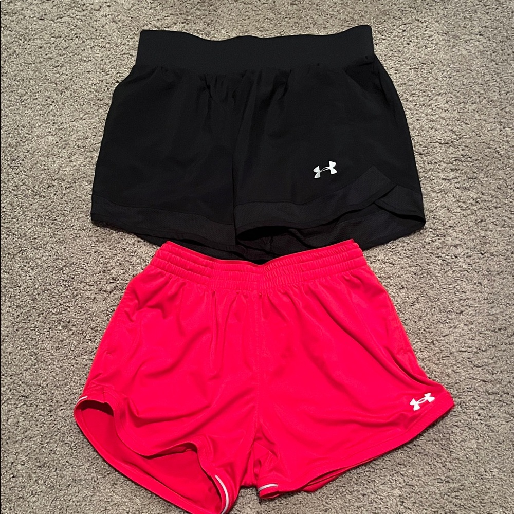 Under Armour Women's Athletic Shorts in Black and Red